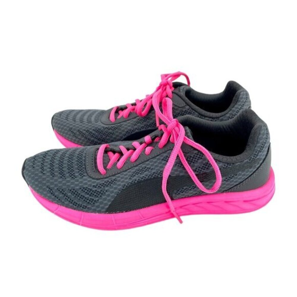 Puma Womens Meteor 189059 048 Pink Black Gray Running Shoes Sneakers SZ 7
